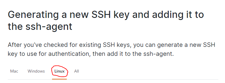 GitHub's Generating New SSH Key Docs