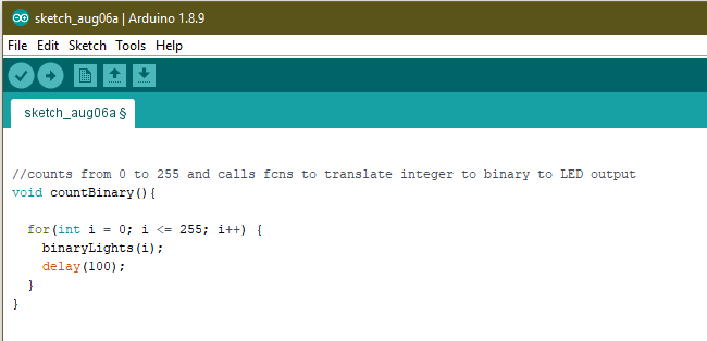 countBinary() Function Code Snippet