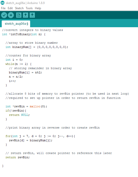 IntToBinary() Function Code Snippet